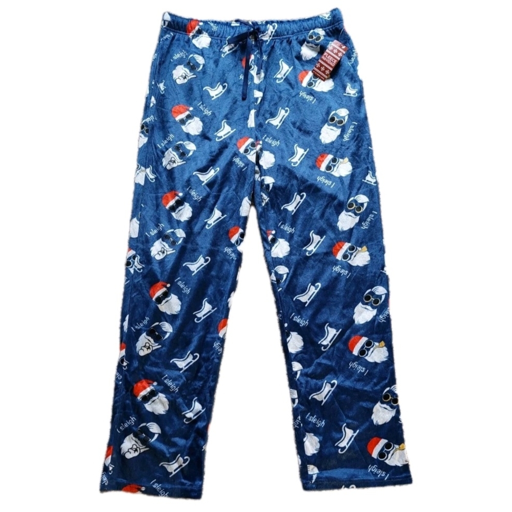 Men's Soft Santa Lounge Pants - L - Blue